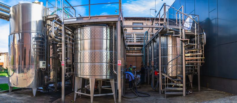 Shabo, Ukraine 09.29.2019. Modern equipment for the production of wine in the Shabo winery, Odessa region, Ukraine