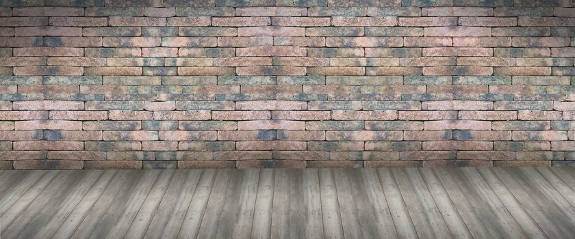 Red brick wall seamless  and wood background in retro style- texture pattern for continuous replicate, can used to present and display product
