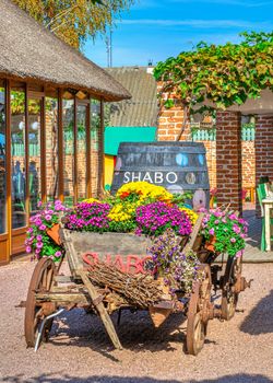 Shabo, Ukraine 09.29.2019. Restaurant in the Shabo winery, Odessa region, Ukraine, on a sunny autumn day