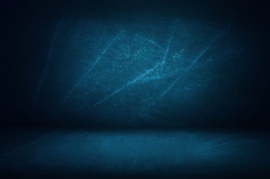 blue studio wall of chalkboard and showroom background for presentation product 