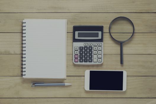 Business object   on wood table