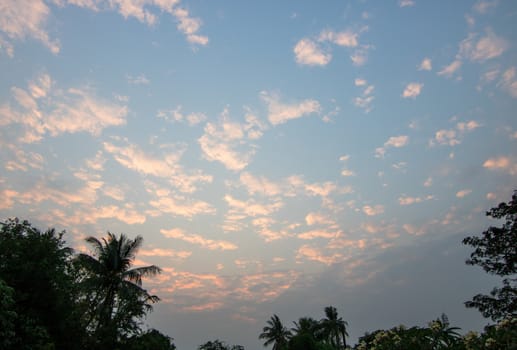 blue sky and white cloud before sunset