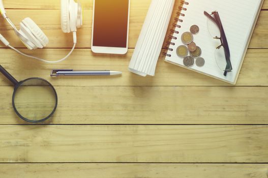 Business object   on wood table