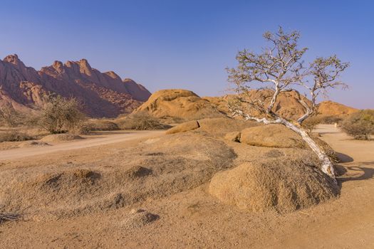 The Pondoks near the Spitzkoppe mountain in Namibia in Africa.