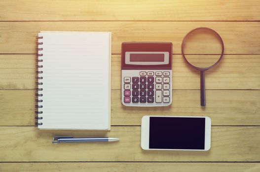 Business object   on wood table