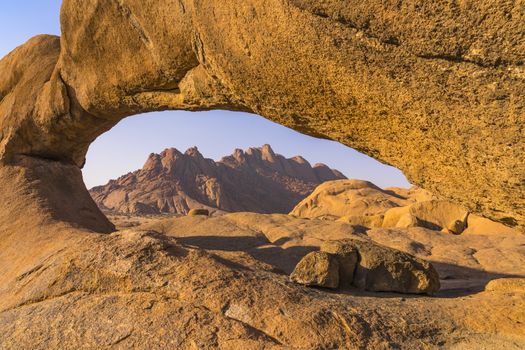 Rock arch in the Spitzkoppe National Park in Namibia in Africa.