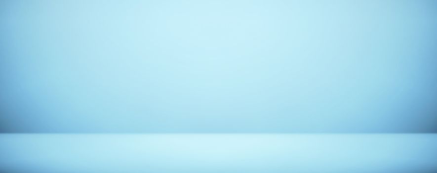 soft blue room studio wall banner and blank background 