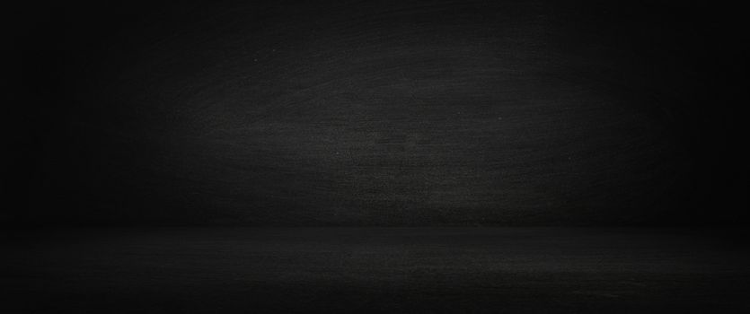 Horizontal black studio wall of chalkboard and showroom background for presentation product 