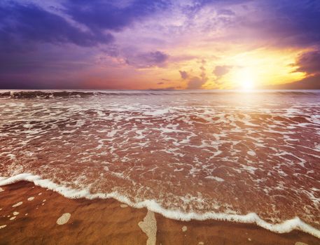 beach and sea with twilight sky 