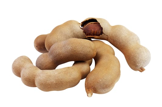 tamarind, sweet tamarind, brown tamarind, tamarind heap isolated on white background