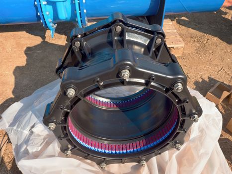 500mm new black waga multi joint members. New spare parts for repairing of  piping in paper cover. Drink water pipeline. 