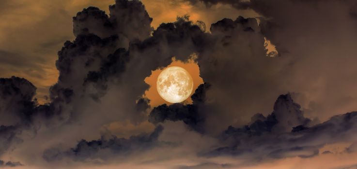 sky, super blood moon in the hole of donut cloud dark sky, Elements of this image furnished by NASA