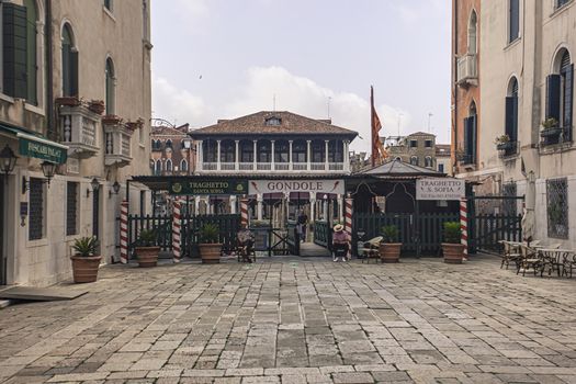 VENICE, ITALY 2 JULY 2020: Gondola service in Venice