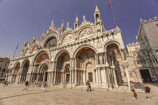 VENICE, ITALY 2 JULY 2020: San Marco Cathedral in Venice, Italy in sunny day of summer