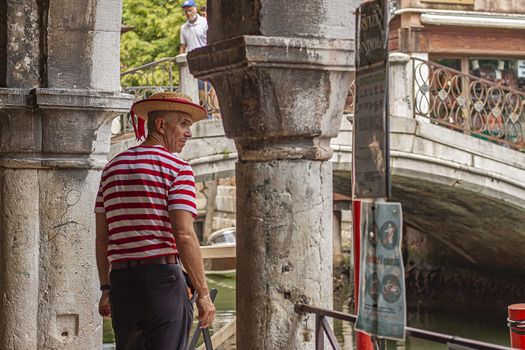 VENICE, ITALY 2 JULY 2020: Man with traditional Venetian clothes