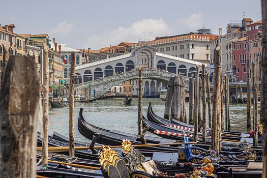 VENICE, ITALY 2 JULY 2020: Rialto bridge in Venice in Italy