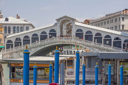 VENICE, ITALY 2 JULY 2020: Rialto bridge in Venice in Italy