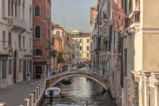 VENICE, ITALY 2 JULY 2020: Little river in Venice