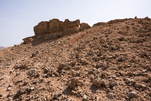 Rock formation in the mountain near Wadi Dayqah Dam, Sultanate of Oman