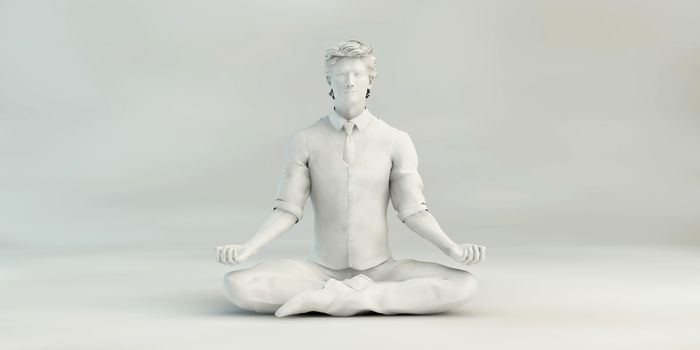 Business Man Zen Meditating and Keeping Calm or Stress Free