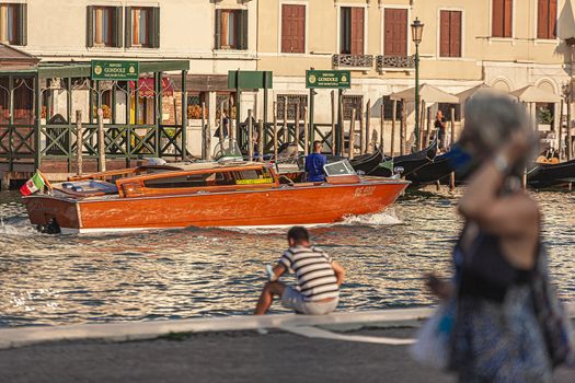 VENICE, ITALY 2 JULY 2020: Luxury boat in Venice