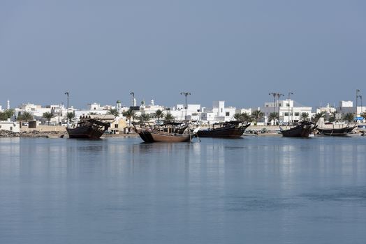 View of the Boat Factory and a part of the city called  Ar Rashah, Sur, Sultanate of Oman
