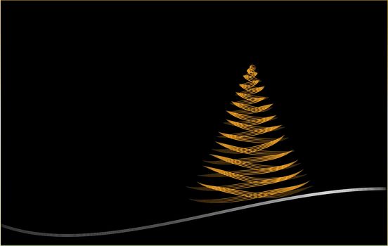 christmas card abstract graphic design on black background in gold and silver and copy space