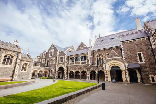 Christchurch, New Zealand - September 16 2019: The iconic and historic Great Hall at The Arts Centre in Christchurch, New Zealand