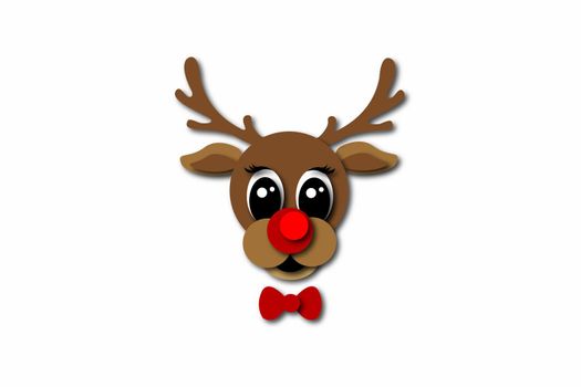 illustration of christmas cards with Rudolph with copy space