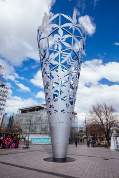 The Chalice Sculpture in Cathedral Square, Christchurch, New Zealand.