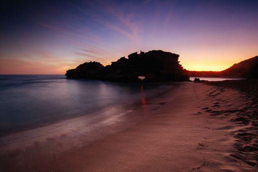 The famous London Bridge at sunset in Portsea, Victoria, Australia