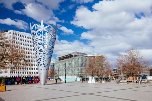 The Chalice Sculpture and Cathedral Square, Christchurch, New Zealand.