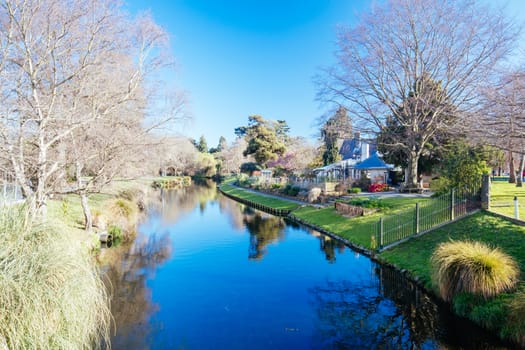 The popular tourst attraction of Christchurch Botanic Gardens on a warm spring day in New Zealand