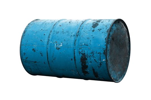 Barrel Oil blue Old isolated on background white