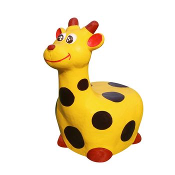 Giraffe Molding Doll painting Yellow stripes black dots color for Decoration children playground isolated on white background, Giraffe Doll cartoon kid cute, Giraffe statue
