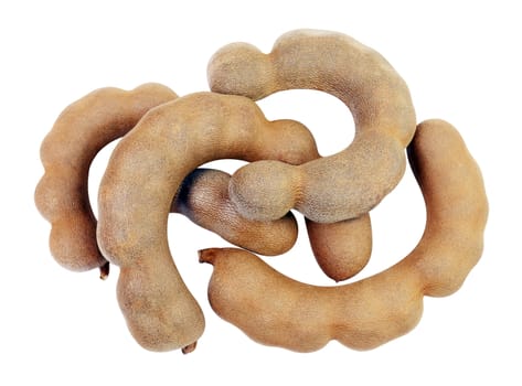 tamarind, sweet tamarind, brown tamarind, tamarind heap isolated on white background