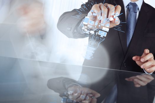 businessman hand drawing creative business strategy with light bulb as concept 