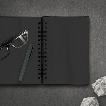 blank dark note book as concept 