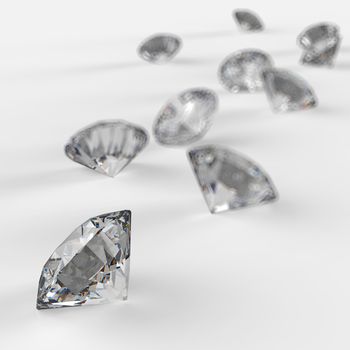 Diamonds 3d in composition as concept