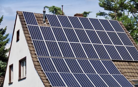 Solar panels on the roof of a house