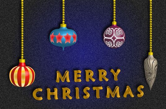 Merry Christmas card with colorful balls