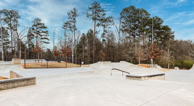 Empty New Concrete Skate Park