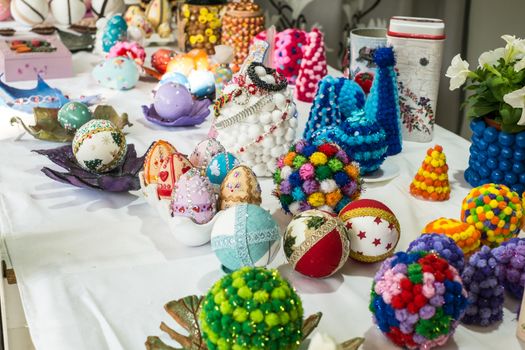 Malaga, Spain - May 18, 2018. Handicraft store with Spanish souvenir in Malaga city, Spain.