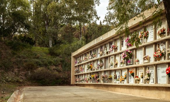 Malaga, Spain - February 24, 2018. Malaga Park Cemetery