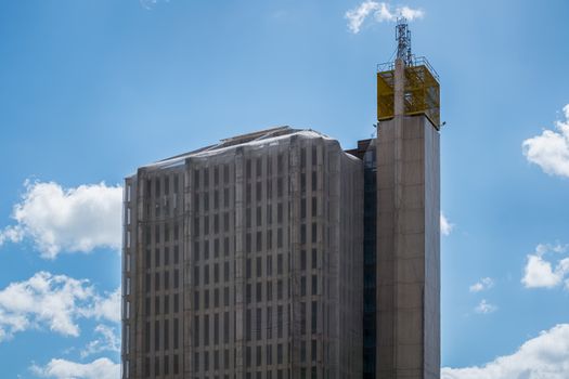 Malaga, Spain - March 24, 2018. The central post office building from Malaga in renovation