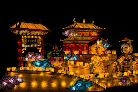 Sibiu City, Romania - 23 June 2019. The Lantern Festival a centuries-old Chinese tradition will illuminate the ASTRA Museum at the Sibiu International Theatre Festival from Sibiu, Romania.