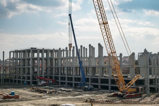 Sibiu, Romania - March 03, 2019. The mall Festival Centrum building site