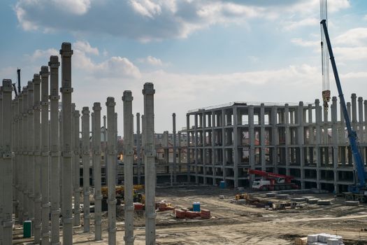 Sibiu, Romania - March 03, 2019. The mall Festival Centrum building site