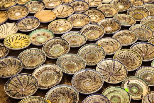 Sibiu City, Romania - 31 August 2019. Traditional Romanian handmade ceramics market at the potters fair from Sibiu, Romania