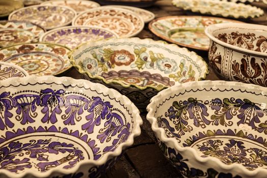 Sibiu City, Romania - 31 August 2019. Traditional Romanian handmade ceramics market at the potters fair from Sibiu, Romania